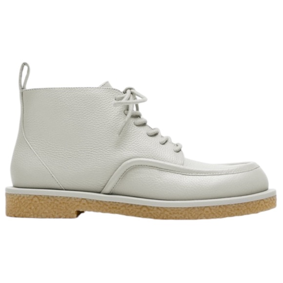 NEW Zara Bone White Laced Leather Boots - Picture 2 of 8